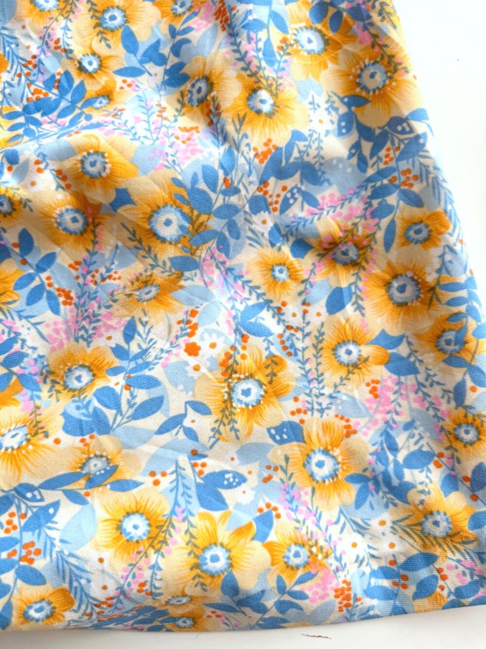 Vintage 70's CONRAD Retro Blue Orange Hippie Floral Belted Maxi Dress, Size L - Picture 9 of 11